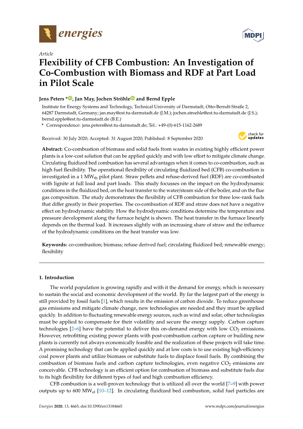 Flexibility of CFB Combustion: an Investigation of Co-Combustion with Biomass and RDF at Part Load in Pilot Scale