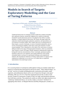 Exploratory Modelling and the Case of Turing Patterns