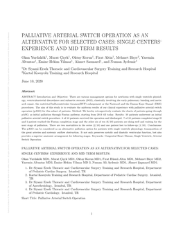 Palliative Arterial Switch Operation As an Alternative for Selected Cases