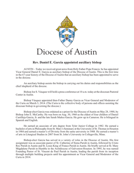 Rev. Daniel E. Garcia Appointed Auxiliary Bishop