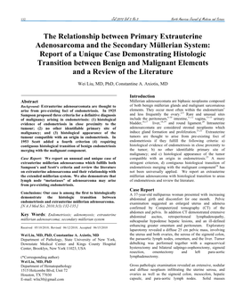 The Relationship Between Primary Extrauterine Adenosarcoma and the Secondary Müllerian System