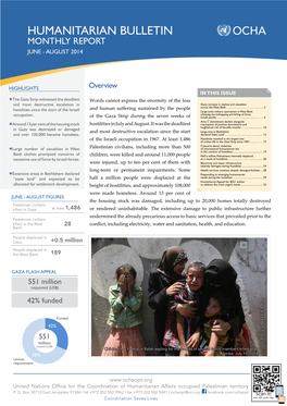 Humanitarian Bulletin Opt Monthly REPORT June - August 2014