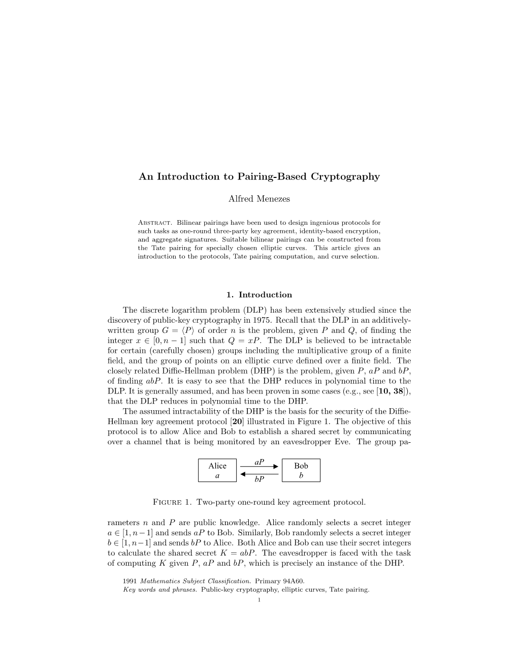 An Introduction to Pairing-Based Cryptography