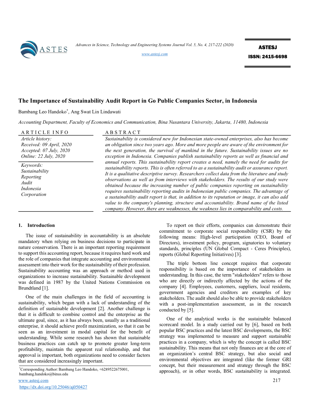 The Importance of Sustainability Audit Report in Go Public Companies Sector, in Indonesia