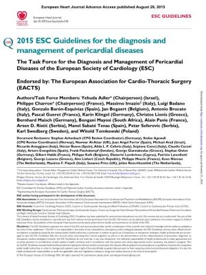 2015 ESC Guidelines for the Diagnosis and Management Of