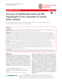 Accuracy of Gadoteridol Enhanced MR-Angiography in the Evaluation Of