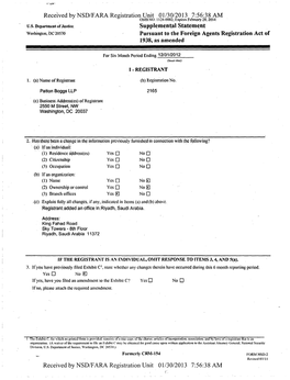 Received by NSD/FARA Registration Unit 01/30/2013 7:56:38 AM Tj.&I