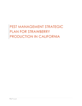 Pest Management Strategic Plan for Strawberry Production in California