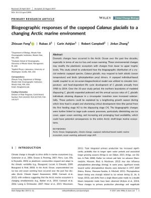 Biogeographic Responses of the Copepod Calanus Glacialis to a Changing Arctic Marine Environment