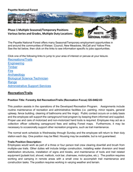Payette National Forest Recreations/Trails Engineering
