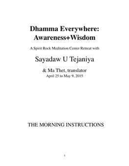 Sayadaw U Tejaniya & Ma Thet, Translator April 25 to May 9, 2015