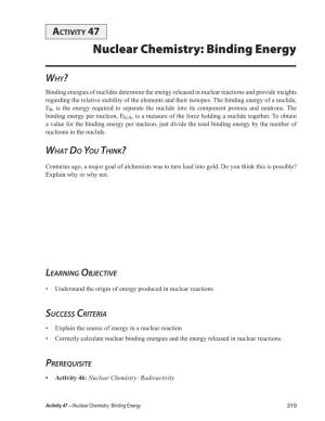 Nuclear Chemistry: Binding Energy