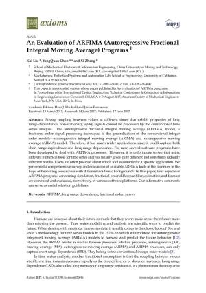 An Evaluation of ARFIMA (Autoregressive Fractional Integral Moving Average) Programs †