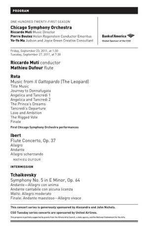 Ibert Flute Concerto, Op. 37 Tchaikovsk