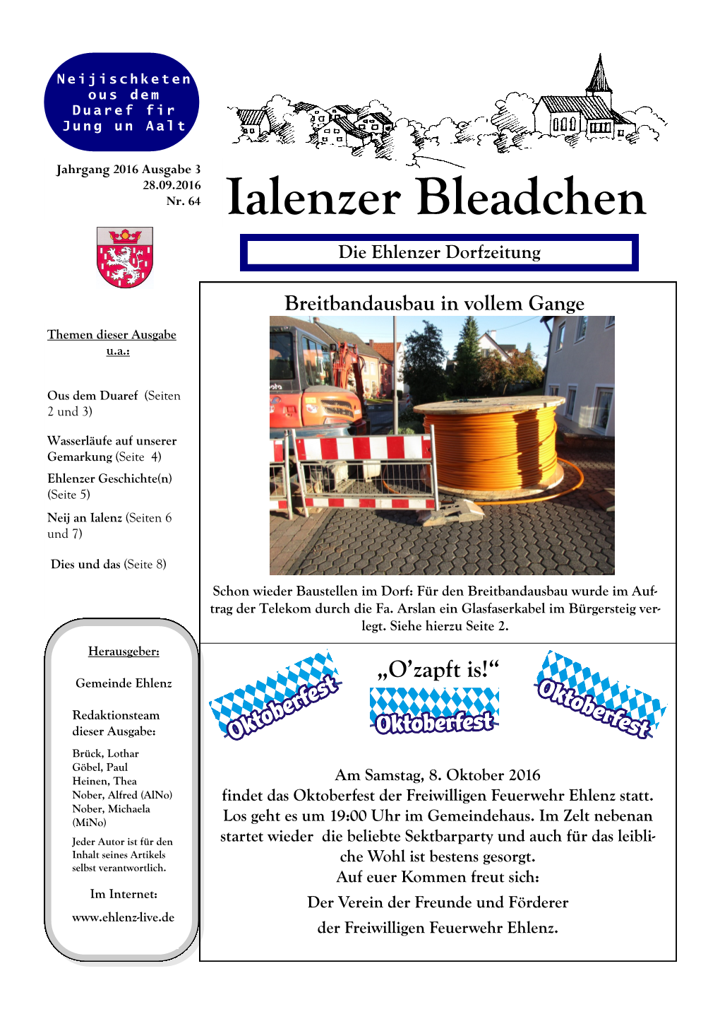 Ialenzer Bleadchen Die Ehlenzer Dorfzeitung