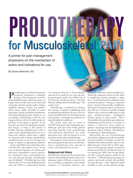 Prolotherapy for Musculoskeletal Pain