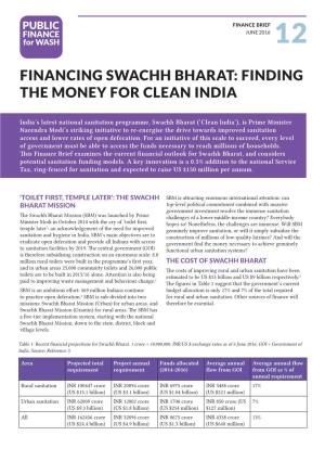 Financing Swachh Bharat: Finding the Money for Clean India