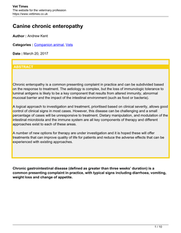 Canine Chronic Enteropathy