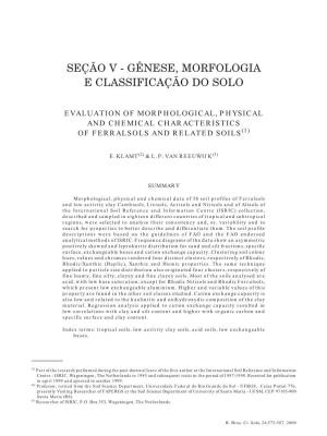 Seção V - Gênese, Morfologia E Classificação Do Solo