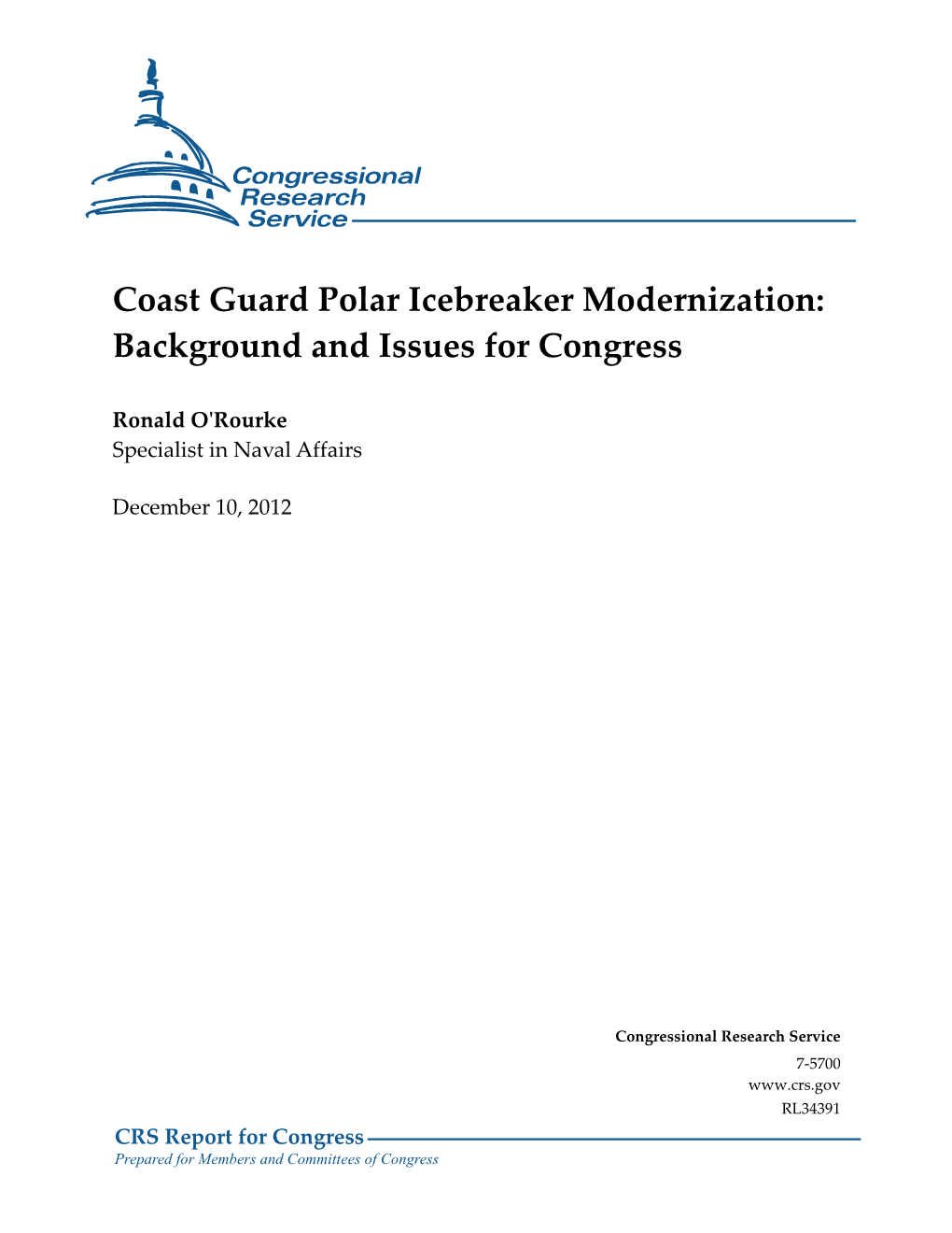 Coast Guard Polar Icebreaker Modernization: Background and Issues for Congress