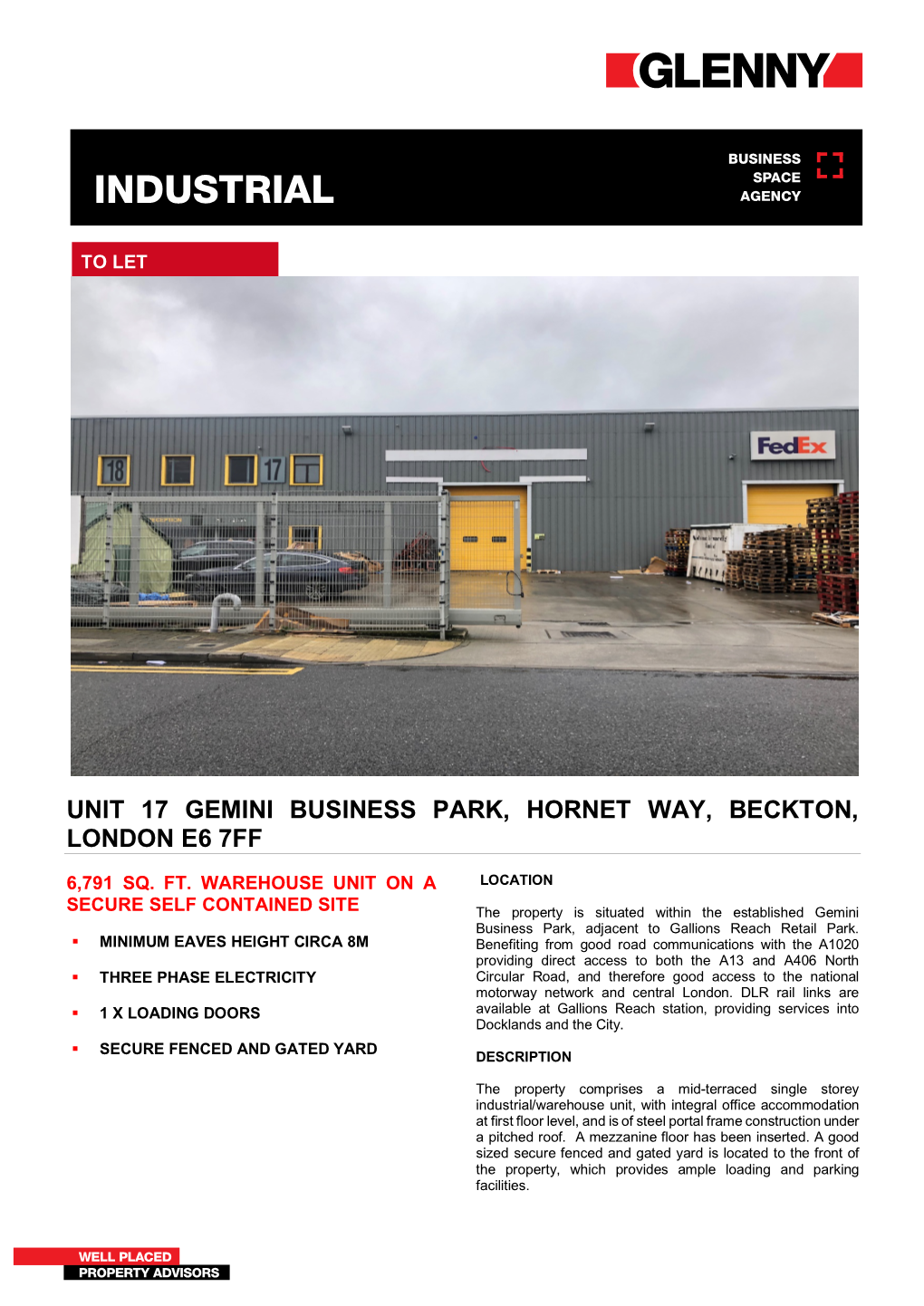 Unit 17 Gemini Business Park, Hornet Way, Beckton, London E6 7Ff