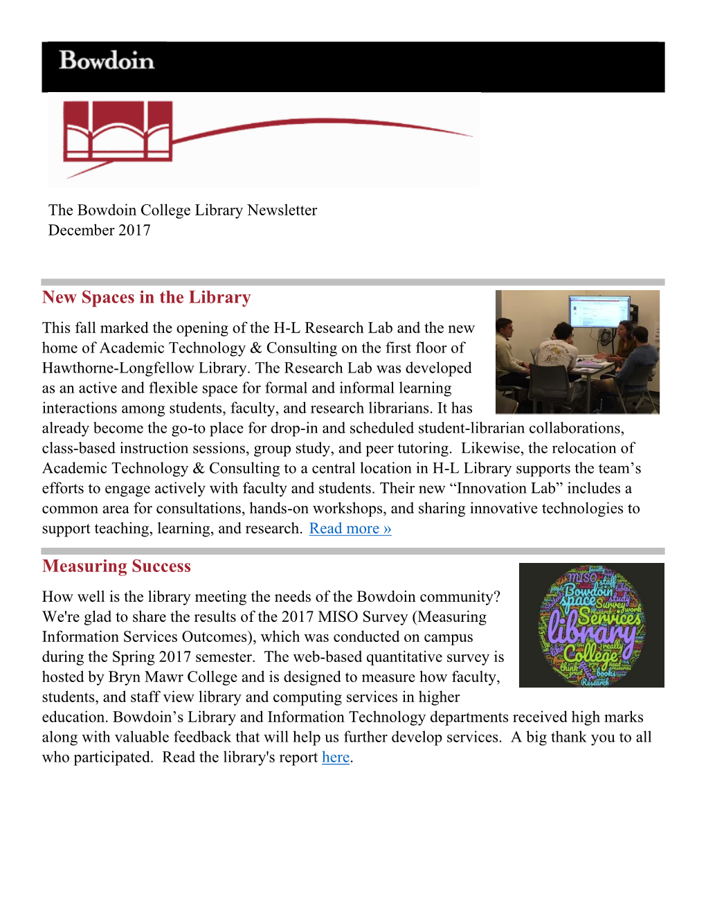 New Spaces in the Library Measuring Success