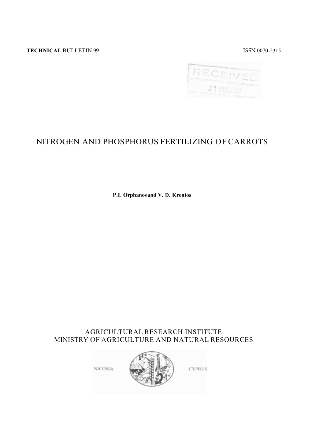 Nitrogen and Phosphorus Fertilizing of Carrots