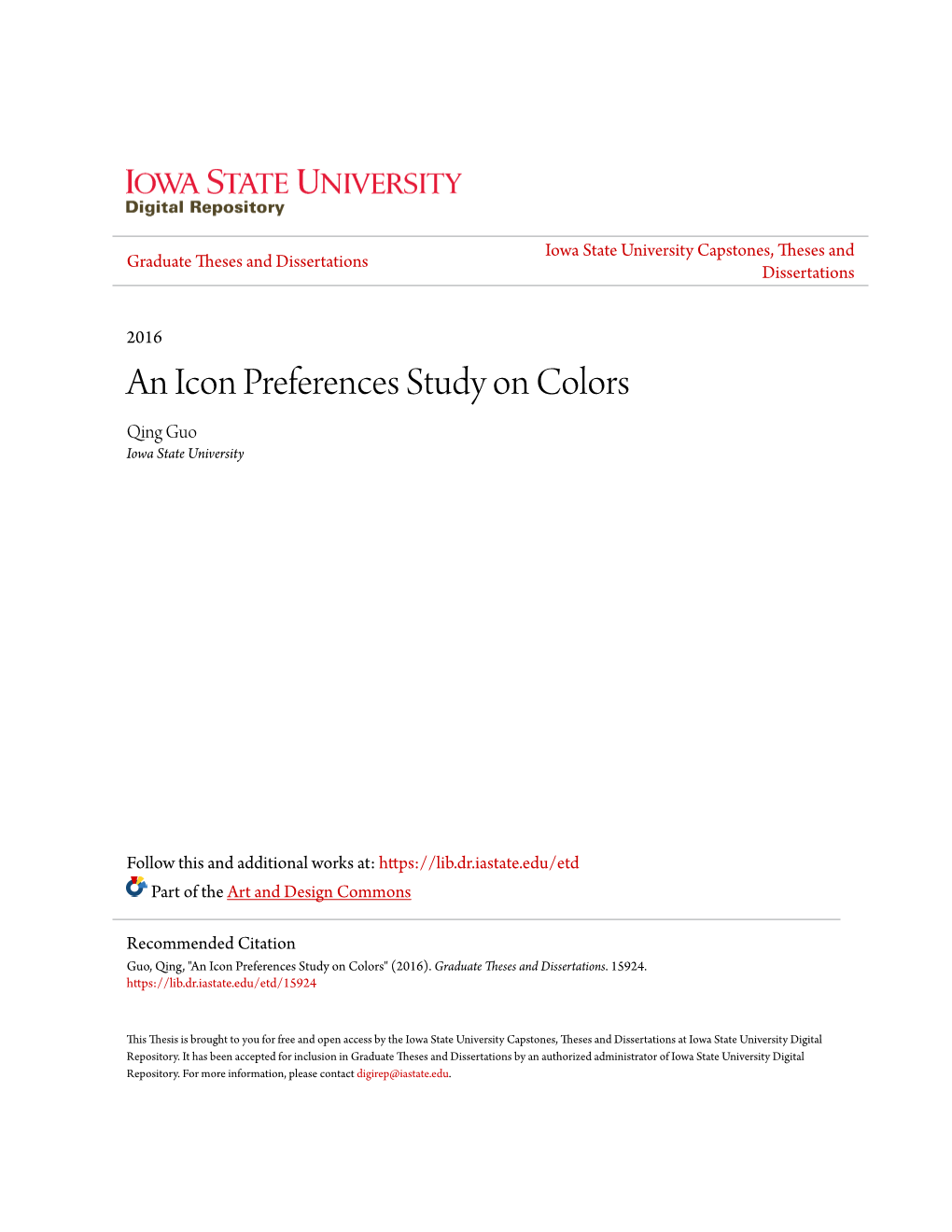 An Icon Preferences Study on Colors Qing Guo Iowa State University