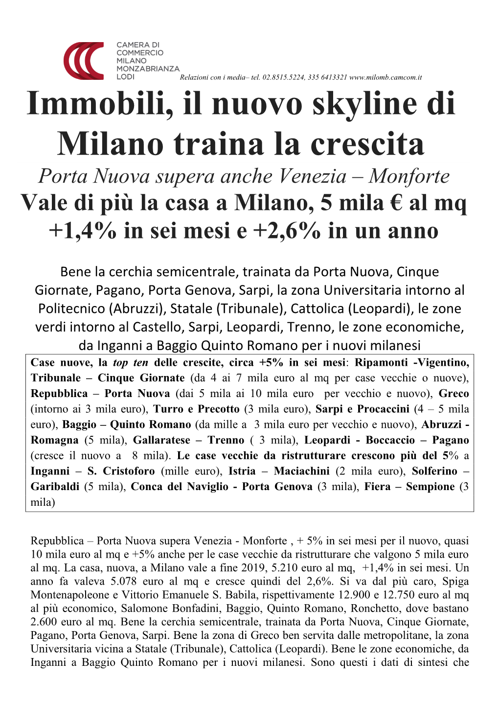 Immobili, Il Nuovo Skyline Di Milano Traina La Crescita