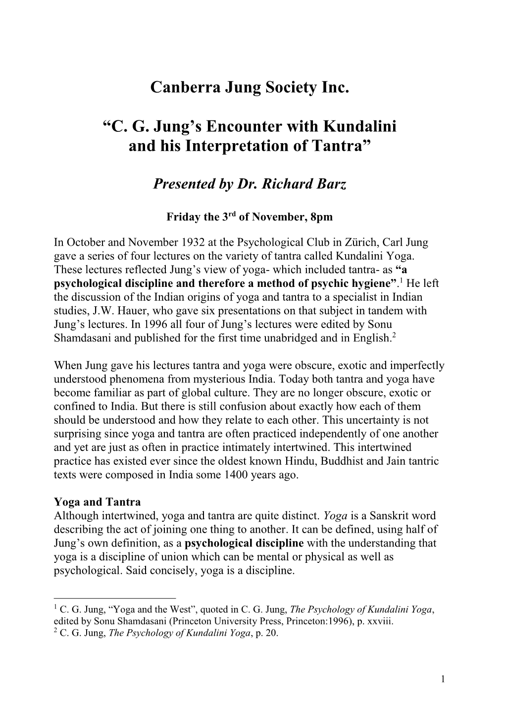 CG Jung's Encounter with Kundalini and His Interpretation of Tantra