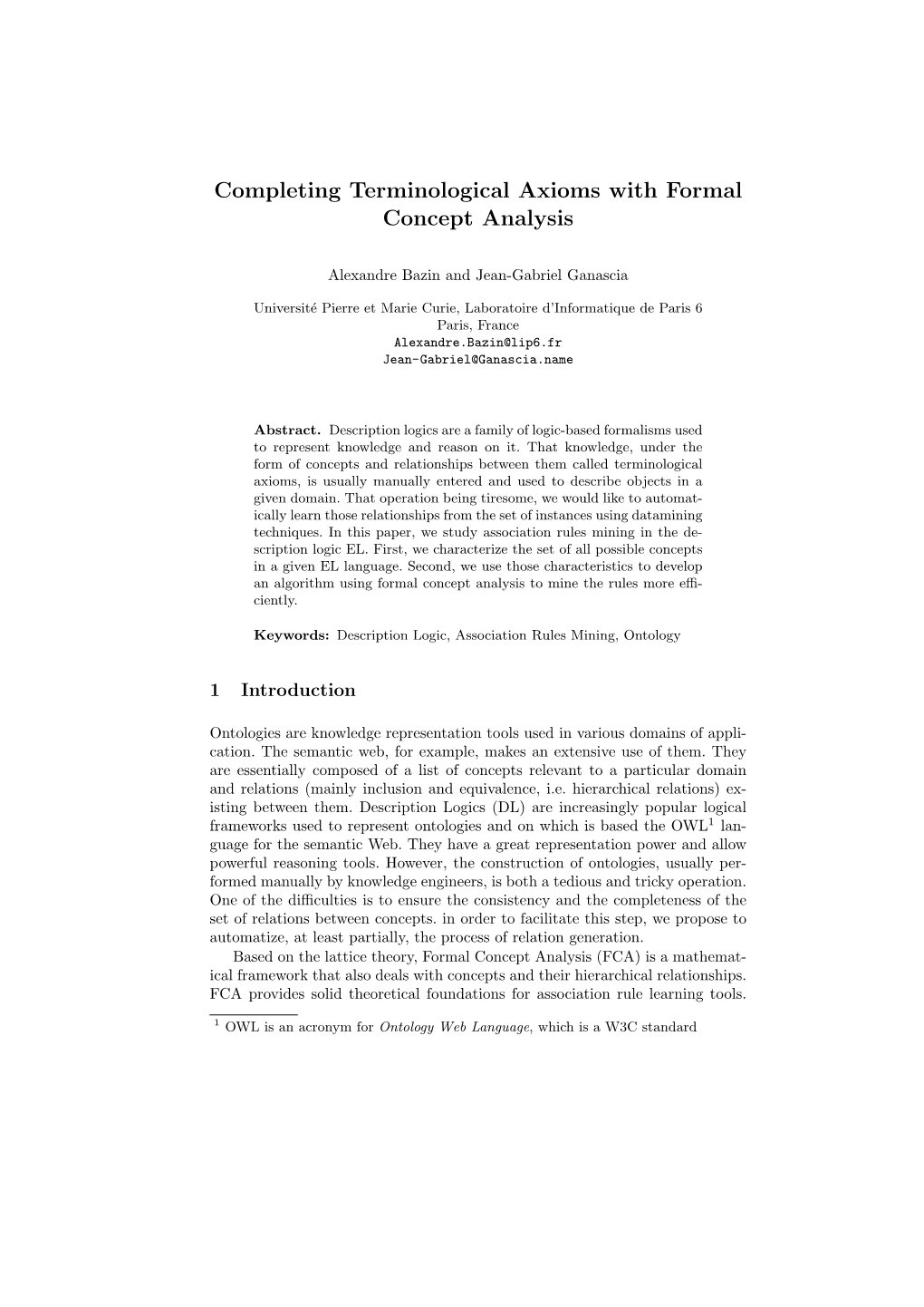 Completing Terminological Axioms with Formal Concept Analysis