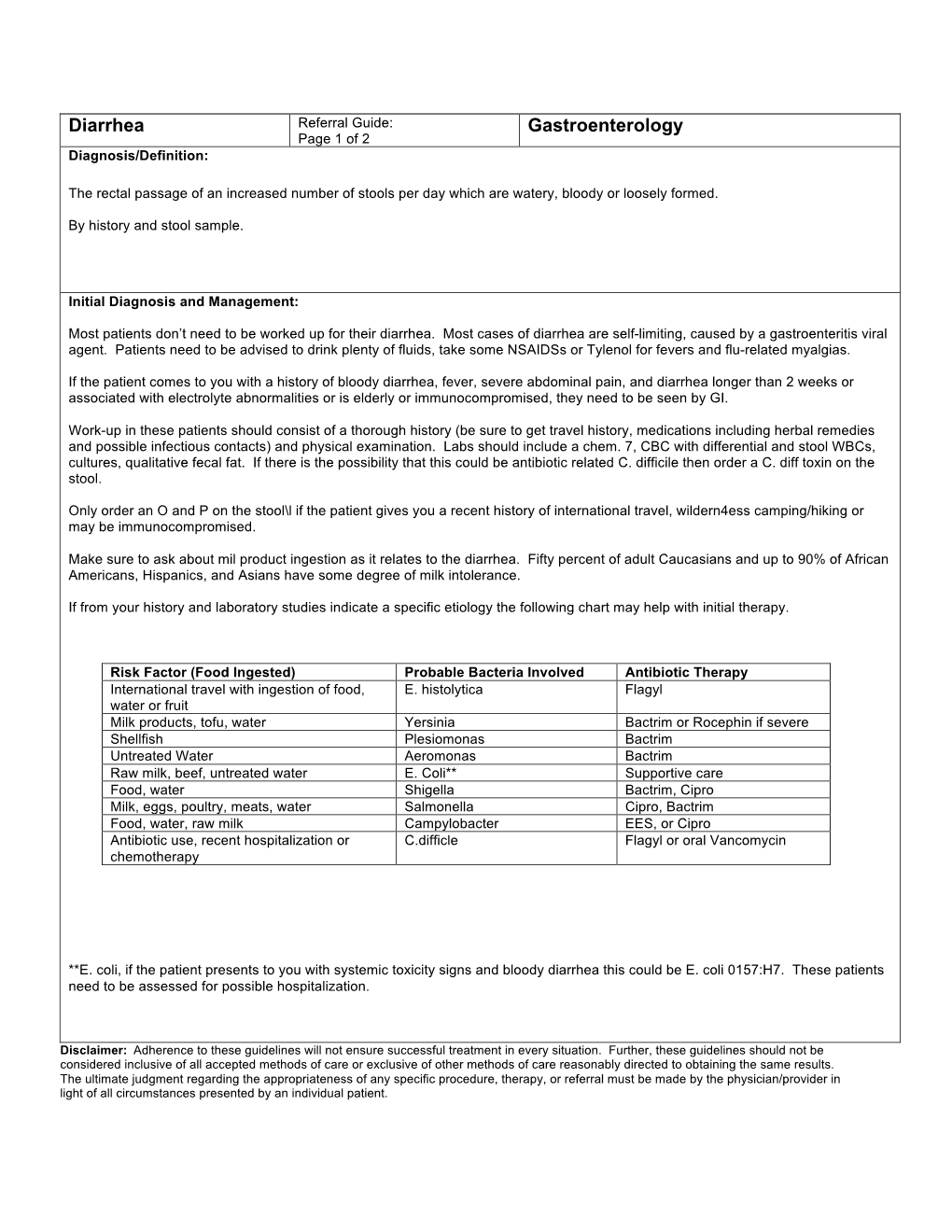 Diarrhea Gastroenterology