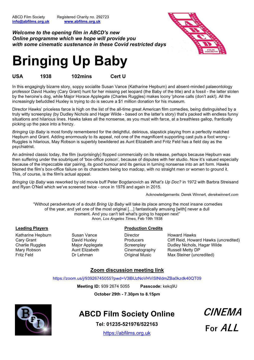 ABCD Online Programme Note Bringing up Baby 20