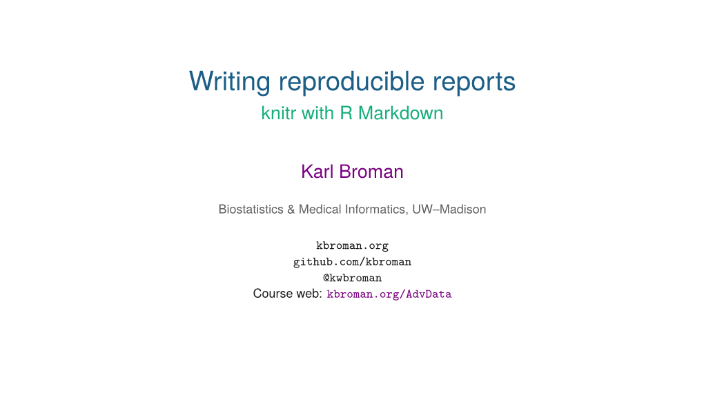 Writing Reproducible Reports Knitr with R Markdown