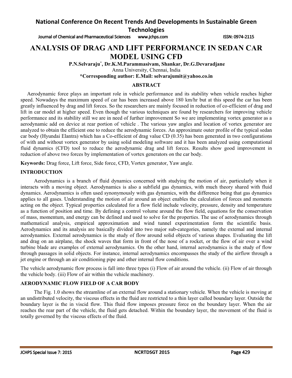 Analysis of Drag and Lift Performance in Sedan Car Model Using