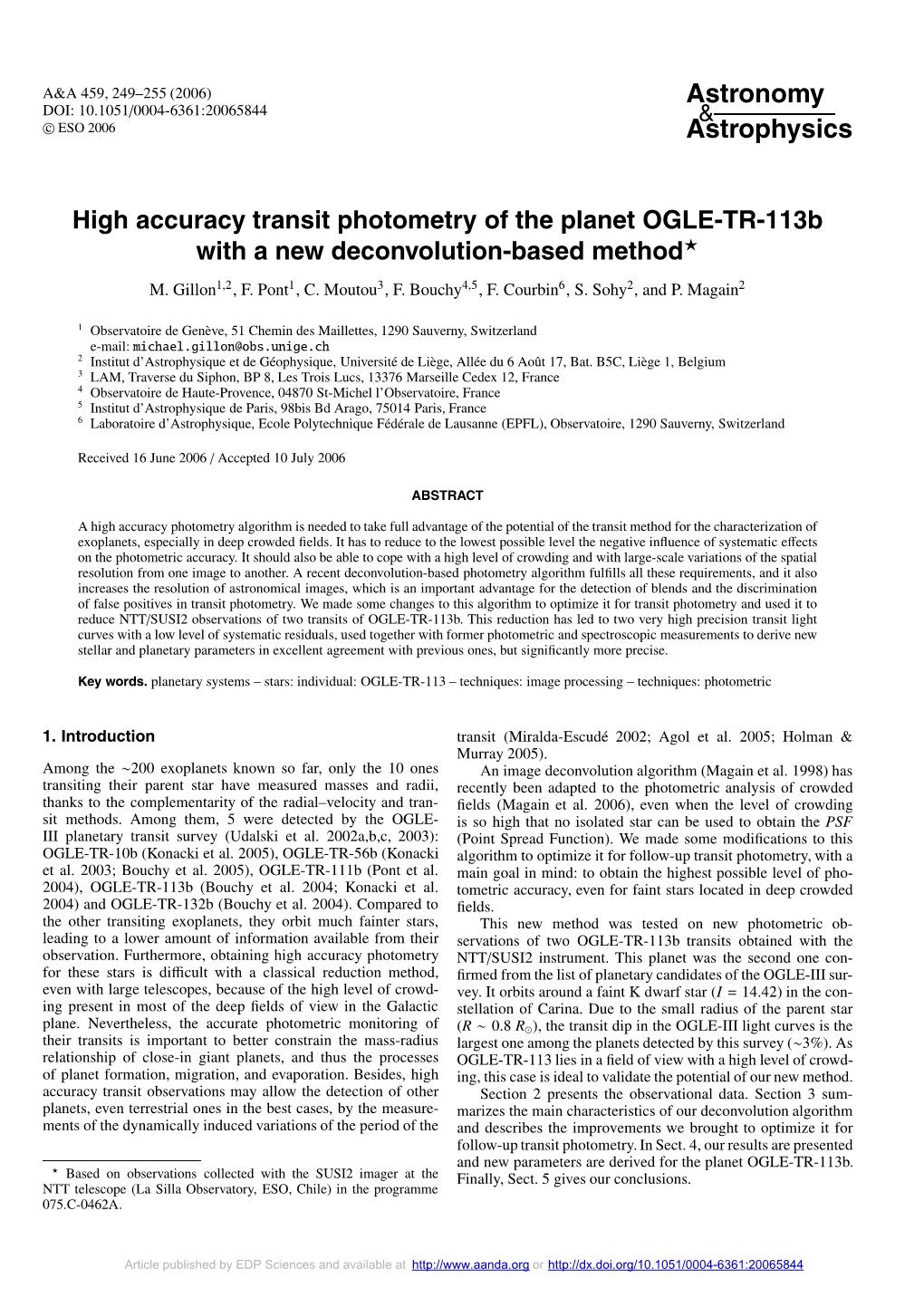 High Accuracy Transit Photometry of the Planet OGLE-TR-113B with a New Deconvolution-Based Method
