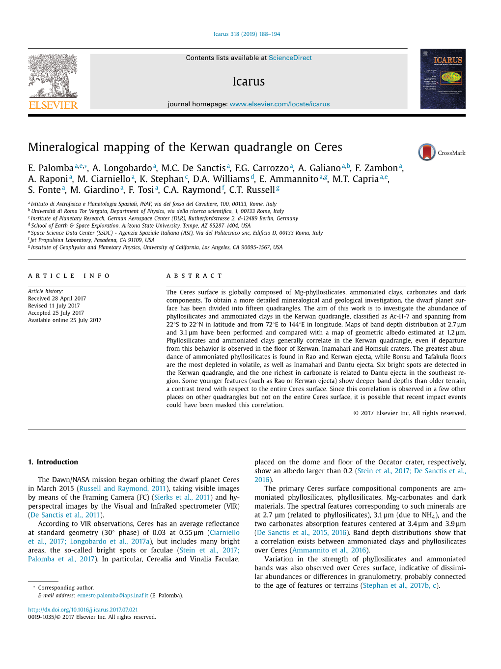 Mineralogical Mapping of the Kerwan Quadrangle on Ceres