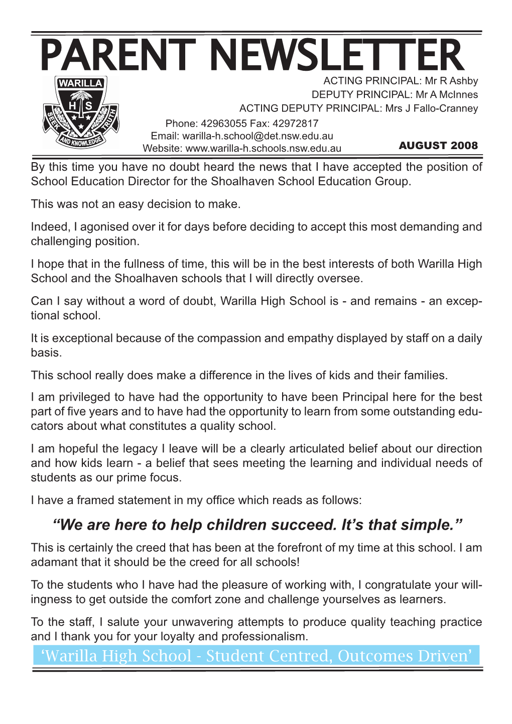 Parent Newsletter