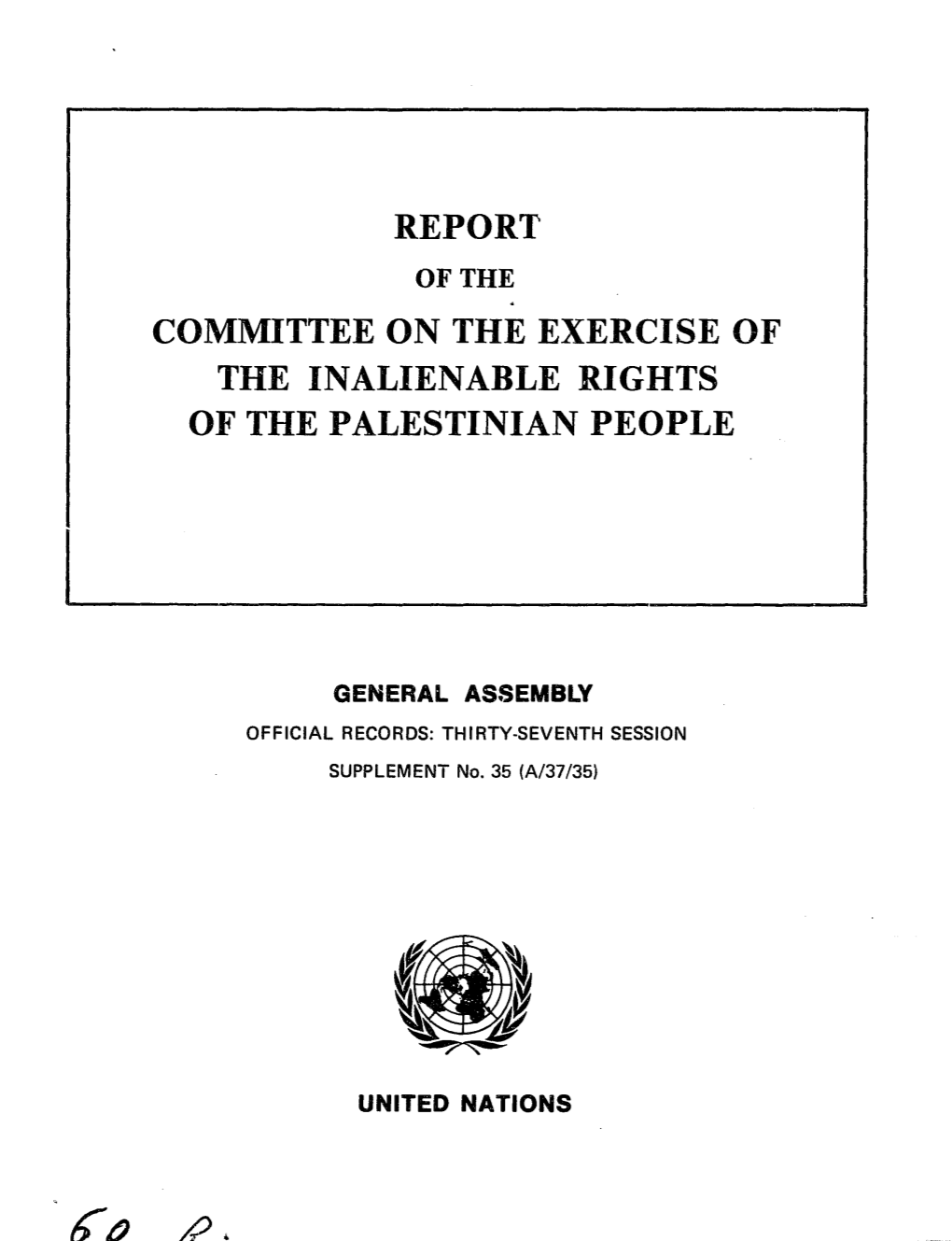 Report Committee on the Exercise of the Inalienable