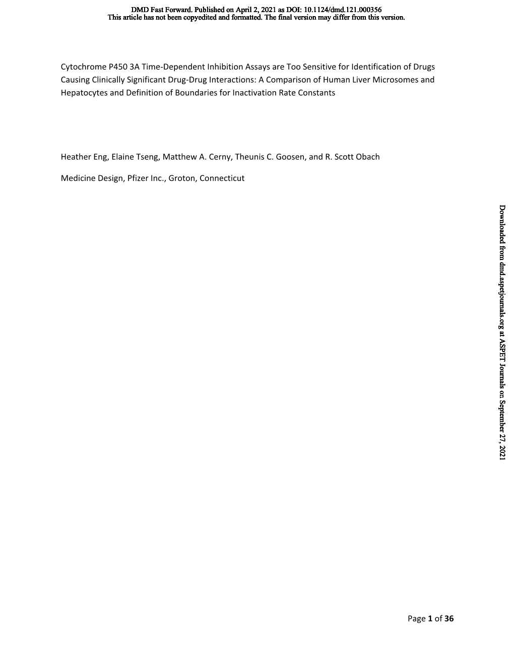 Cytochrome P450 3A Time-Dependent Inhibition Assays