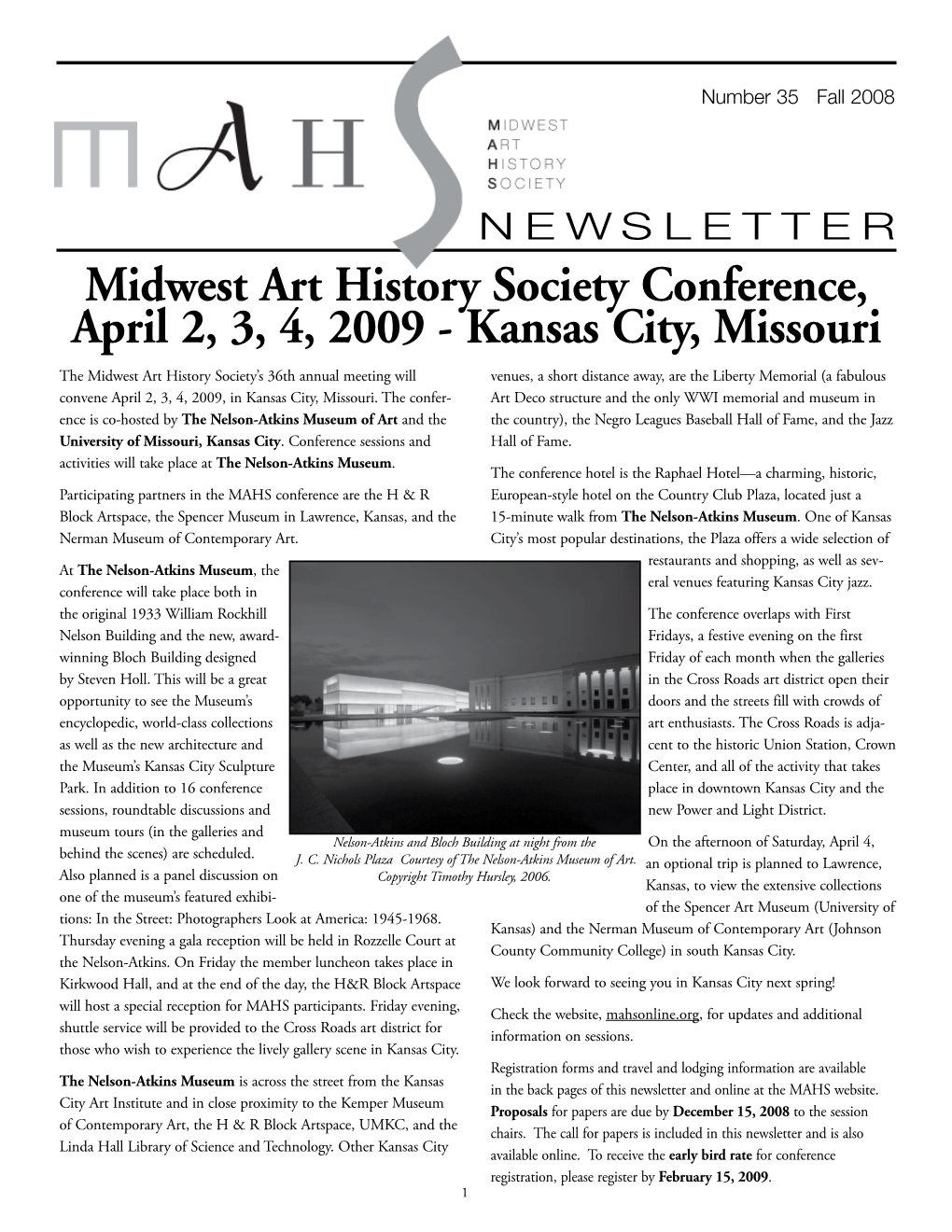 Midwest Art History Society Conference, April 2, 3, 4, 2009