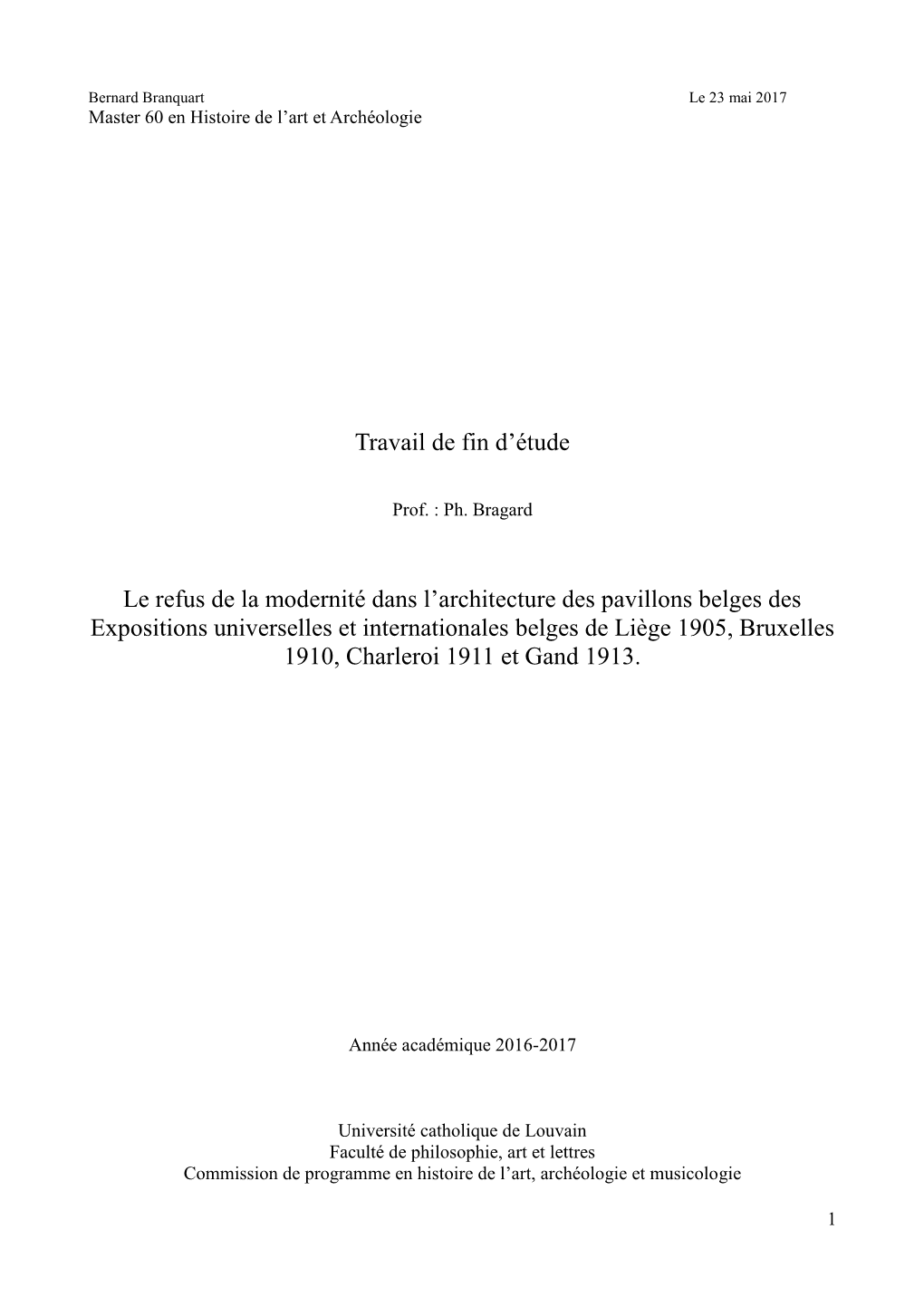 Travail De Fin D'étude Le Refus De La Modernité Dans L'architecture Des