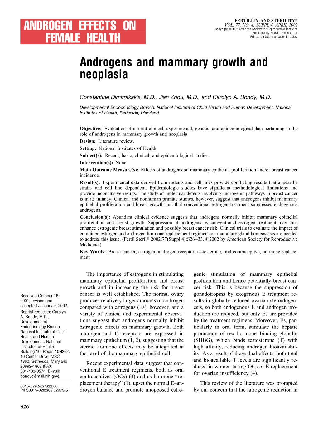 Androgens and Mammary Ca Fer Ster 02