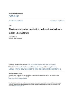 Educational Reforms in Late Chʻing China in Late Ch Ing China