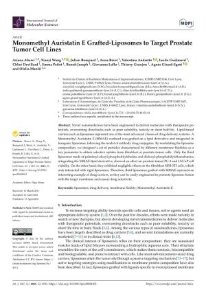 Monomethyl Auristatin E Grafted-Liposomes to Target Prostate Tumor Cell Lines