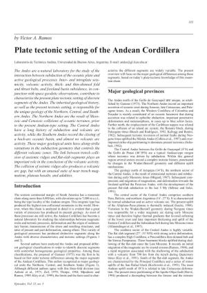 Plate Tectonic Setting of the Andean Cordillera