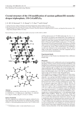Crystal Structure of the 1M-Modification of Caesium Gallium(III) Monohy- Drogen Triphosphate, 1M-Csgahp3o10