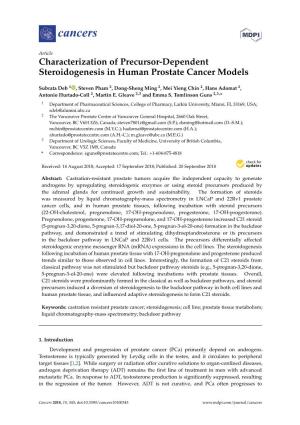Characterization of Precursor-Dependent Steroidogenesis in Human Prostate Cancer Models