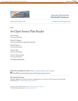 An Open-Source Plate Reader Karol Szymula University of Pennsylvania