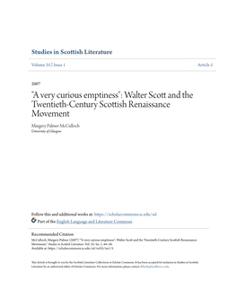 Walter Scott and the Twentieth-Century Scottish Renaissance Movement